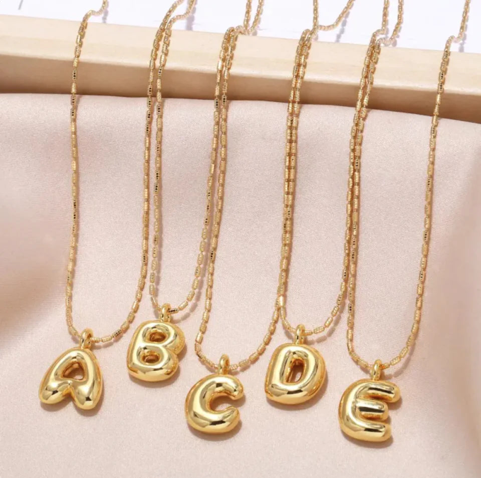 Gold Bubble Letter Necklace