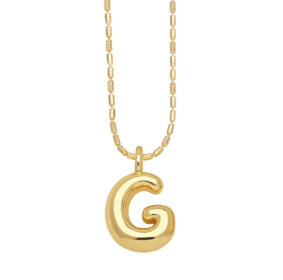 Gold Bubble Letter Necklace