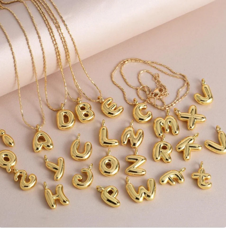 Gold Bubble Letter Necklace