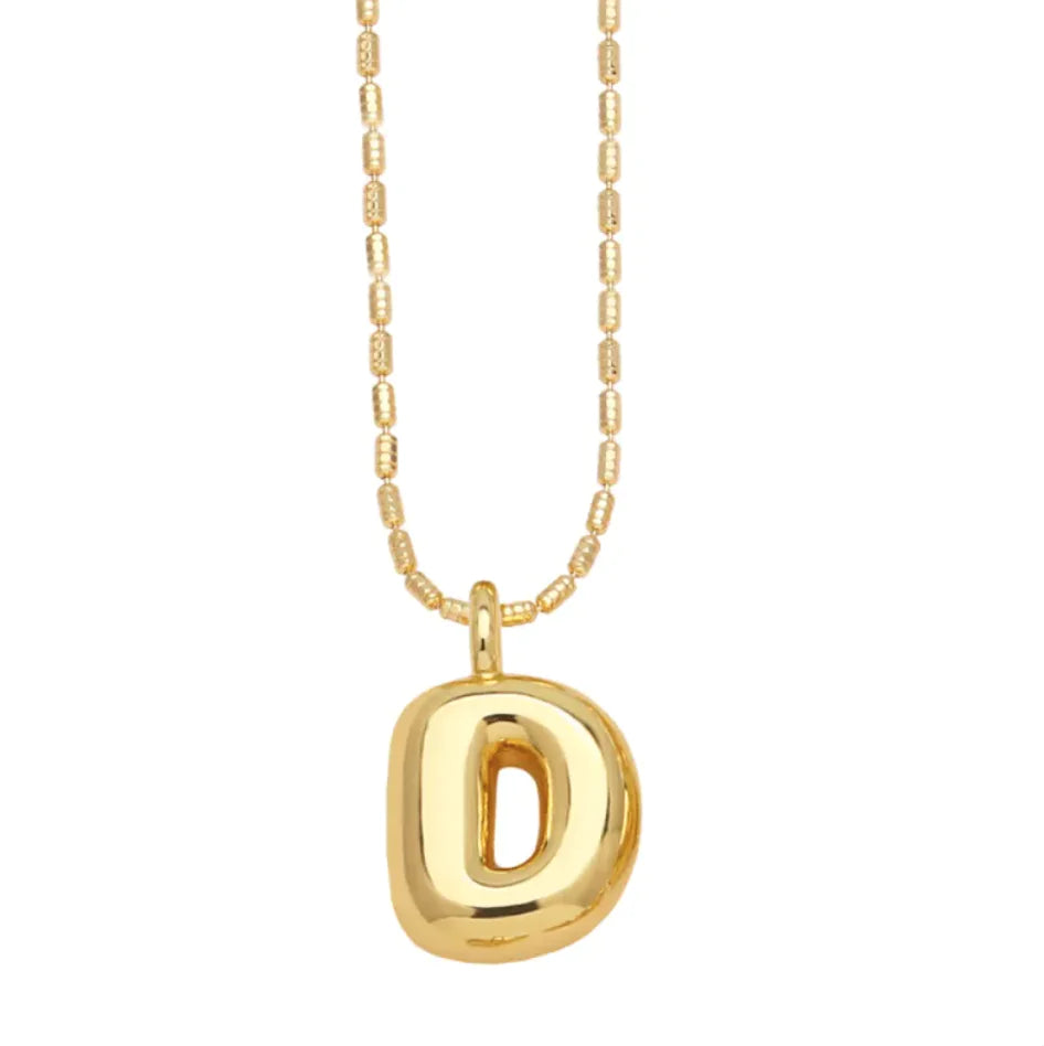 Gold Bubble Letter Necklace